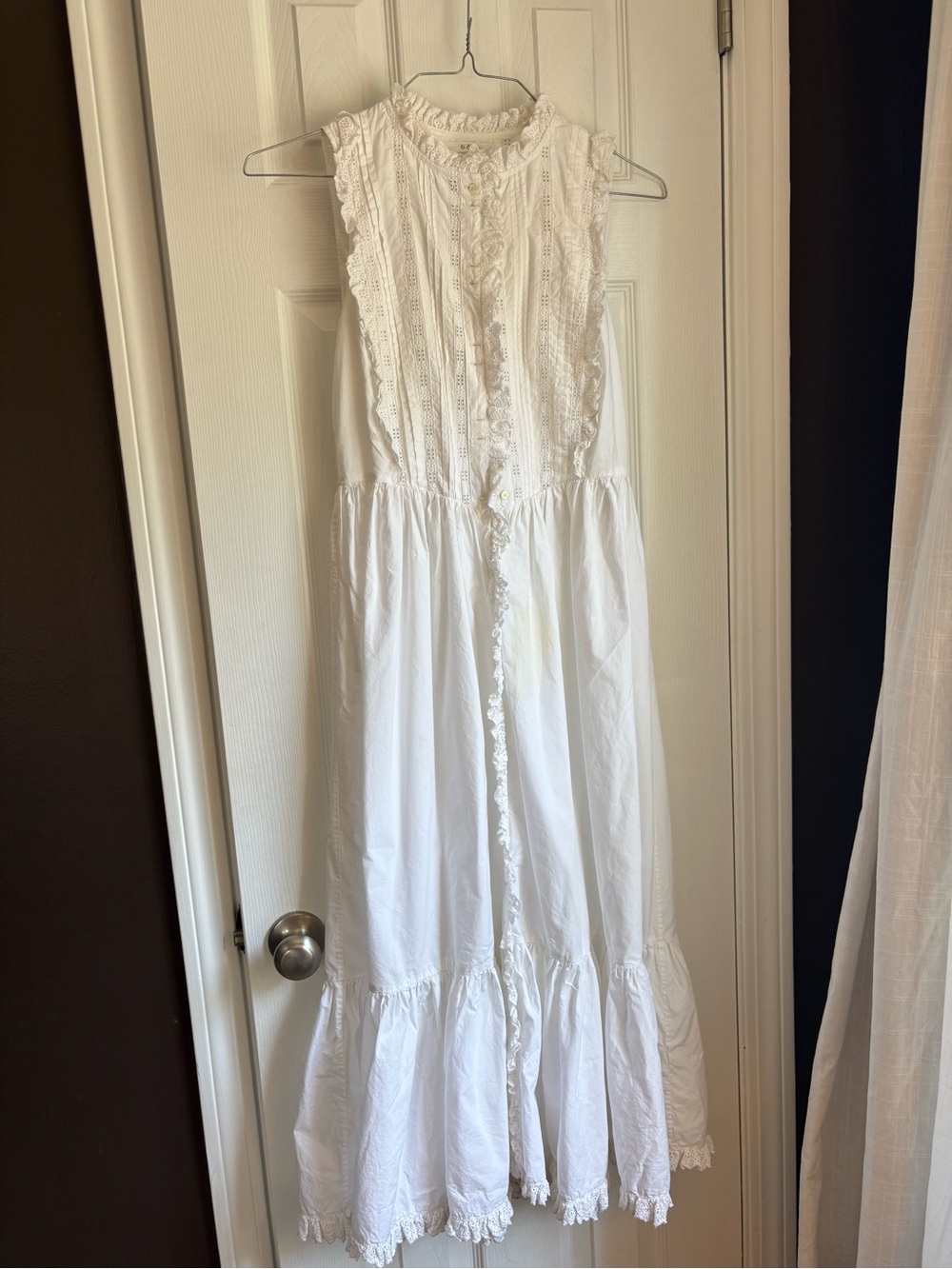 Doen White Ruffled Button-Front Midi Dress - Picture 7 of 11